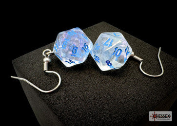 Chessex Earrings Mini d20 Pair Borealis Icicle (Hook)